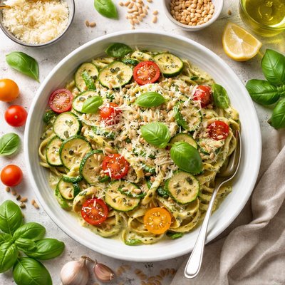 Image of Zucchini Pasta with Basil Cream
