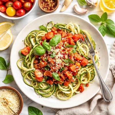 Image of Zucchini Pasta with Fresh Tomato Sauce
