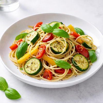 Image of Zucchini Pepper Basil Pasta Toss