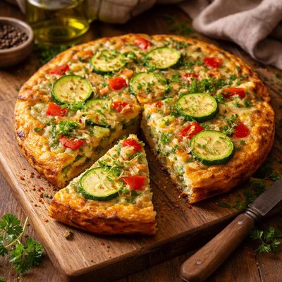 Image of Zucchini Red Pepper Leek Frittata