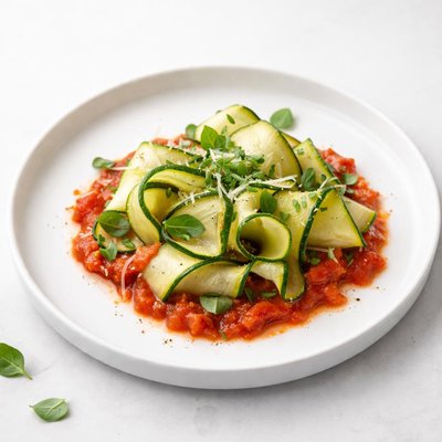 Image of Zucchini Ribbons with Tomato Sauce