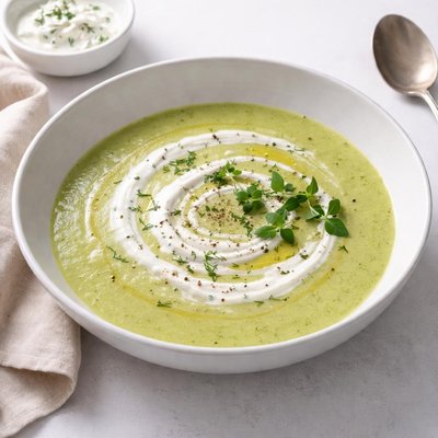 Image of Zucchini Soup with Herbed Cream