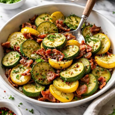 Image of Zucchini Squash and Bacon Saut