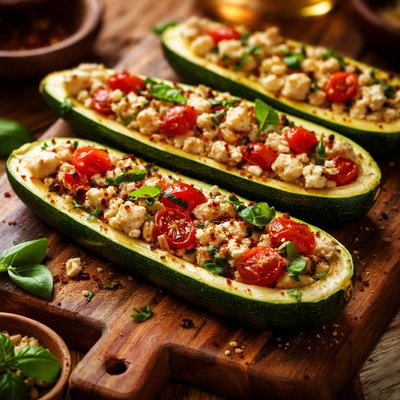 Image of Zucchini Stuffed with Feta and Basil