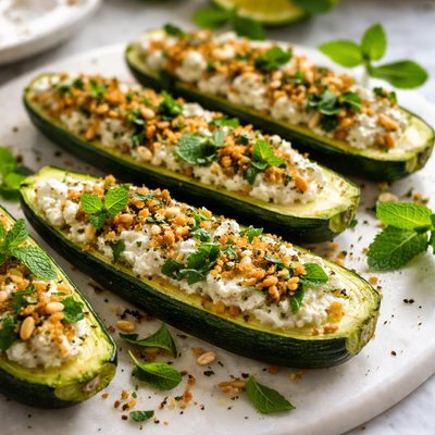 Image of Zucchini Stuffed with Goat Cheese and Mint