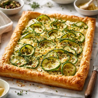 Image of Zucchini Tart with Gruyere Cheese and Herbs