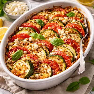 Image of Zucchini Tomato and Feta Gratin