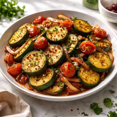Image of Zucchini with Onion and Tomato