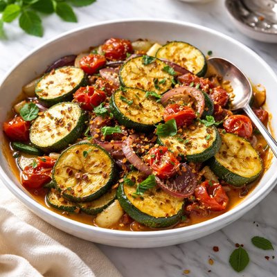 Image of Zucchini with Onions and Tomatoes