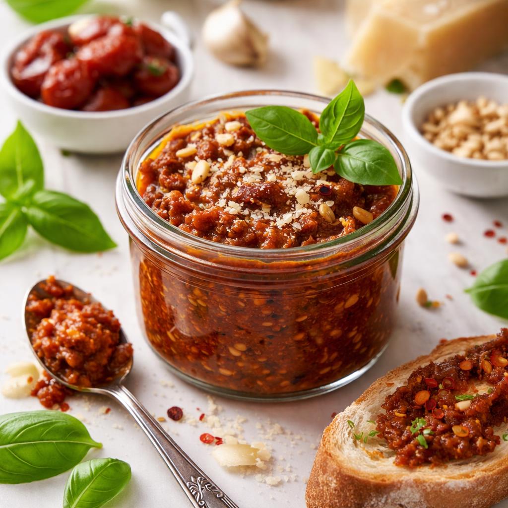 View of Low Carb Sun-Dried Tomato Pesto Recipe