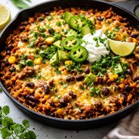 15 Minute Cheesy Chili N Rice Skillet