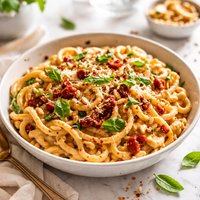 15 Minute Creamy Sun Tomato Basil Cashew Pasta