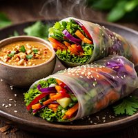 2 Points Plus Crunchy Veggie Rolls with Peanut Dipping Sauce