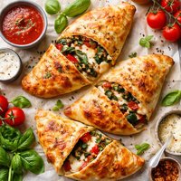 3 Cheese Spinach Roasted Red Pepper Calzones