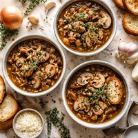 3 Onion Mushroom and Garlic Soup
