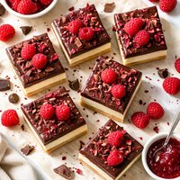 4 Layer Vanilla Chocolate Raspberry Bars