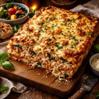 5 Cheese Crab Lasagna with Roasted Garlic and Vegetables