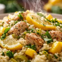 A Bit of Chicken Lemon Squash Leek Rice