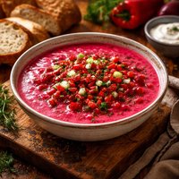 A Cold Summer Soup of Beets and Pimento Pepper
