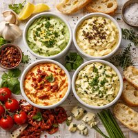 A Quartet of English and French Cheese Flavoured Butters