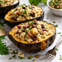 Acorn Squash Stuffed with Apple Couscous