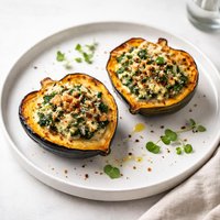 Acorn Squash with Cheese Spinach Stuffing