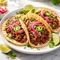 Adobo Beef Tacos with Pickled Red Onions