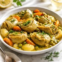 Aginares Latheres Artichokes with Vegetables Vegan