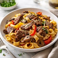 Alberta Beef Mushroom and Pepper Pasta