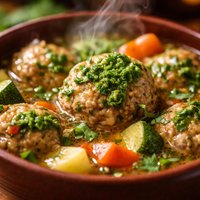 Albondigas Soup with Cilantro Pesto