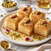 Algerian Basboussa Semolina Cake with Syrup