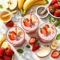 Apple Banana and Strawberry Froth