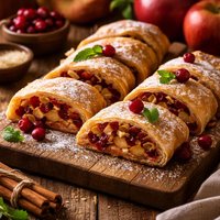 Apple Cranberry Puff Pastry Strudel Slices
