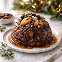 Apple Prune and Peach Christmas Pudding