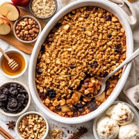 Apple Prune Crisp with Hazelnut Topping