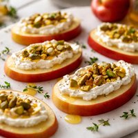 Apple Slices with Goat Cheese and Pistachios