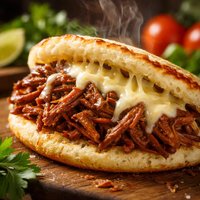 Arepa with Shredded Beef and Cheese