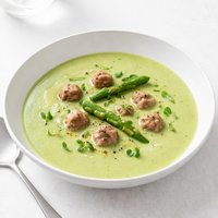 Asparagus Soup with Mini Meatballs