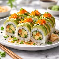 Avocado and Fish Roe Sushi Roll