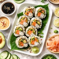 Avocado and Salmon Sushi Roll