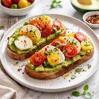 Avocado Toast with Mozzarella and Tomatoes