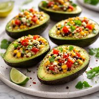 Avocados Stuffed with Quinoa Corn and Tomato