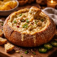 Awesome Cheese Dip in Bread Bowl
