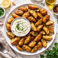 Awesome Roasted Potatoes with Sour Cream Dip