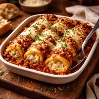 Baked Manicotti with Meat Sauce