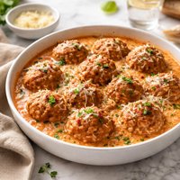 Baked Porcupine Meatballs in Vodka Cream Sauce