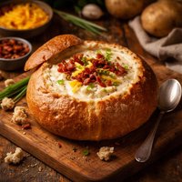 Baked Potato Soup Bread Bowl