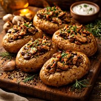 Baked Potatoes and Mushrooms