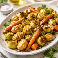 Baked Potatoes Leeks and Carrots