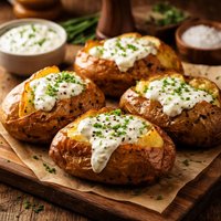Baked Potatoes with Chive Sauce